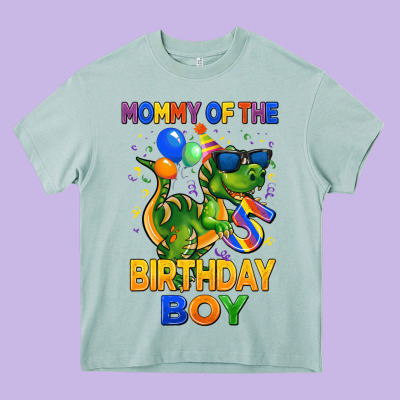 Mommy Of The 5 Th Birthday Boy T Rex Heavy Core Tee Designed By Cowgirlartshop