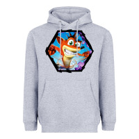 Heather Grey CRASH BANDICOOT LEGENDS Heavyweight Hoodie - linhVisuals