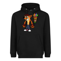 Black CRASH BANDICOOT Heavyweight Hoodie - linhVisuals
