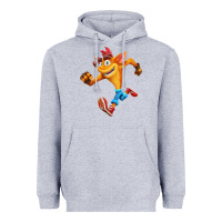 Heather Grey CRASH BANDICOOT Heavyweight Hoodie - linhVisuals