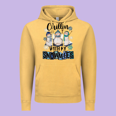 Chillin With My Snowmies Vintage Hoodie Designed By Fadigitalartstudio