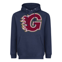 Navy guildford flames Heavyweight Hoodie - linhVisuals