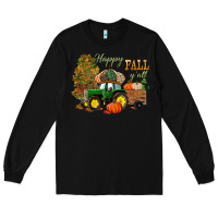 Black Happy Fall Y'all Long Sleeve Tee - BundleAndBundleShop