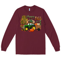 Burgundy Happy Fall Y'all Long Sleeve Tee - BundleAndBundleShop