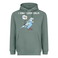 Sage parakeet bird biting finger funny i only look calm Heavyweight Hoodie - linhVisuals