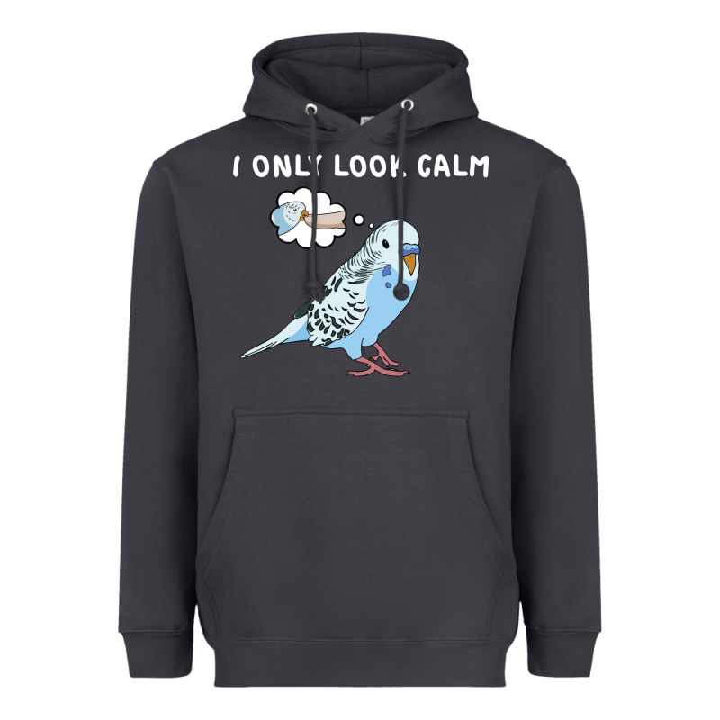 Parakeet Bird Biting Finger Funny I Only Look Calm Heavyweight Hoodie by linhVisuals | Teevron