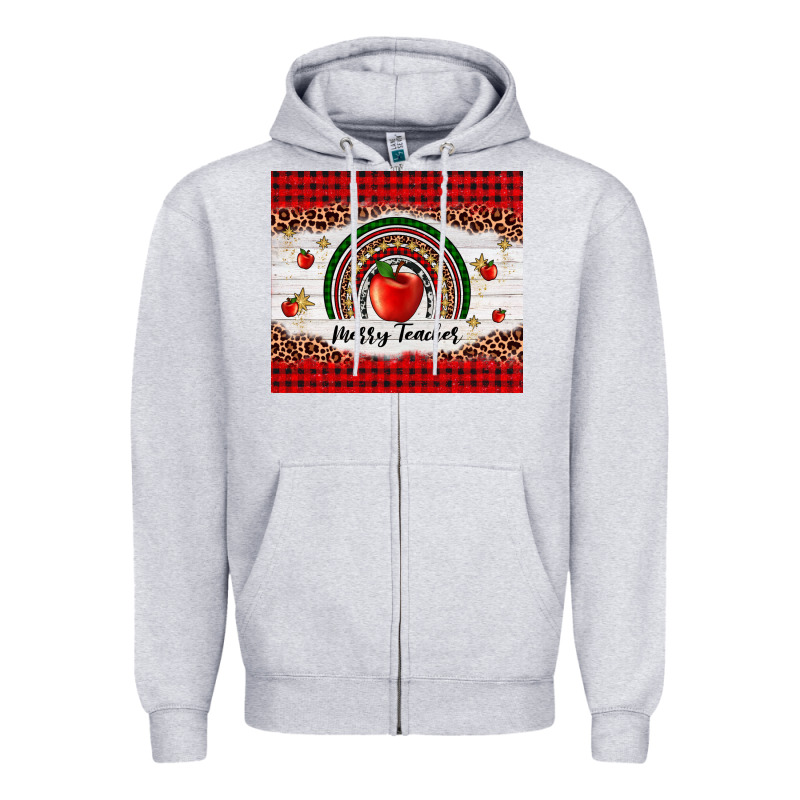 Merry Teacher Zipper Hoodie by AdoDesignShop | Teevron