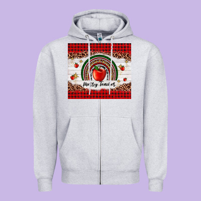 Merry Teacher Zipper Hoodie Designed By Adodesignshop