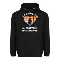 Black i like penguins and 3 people vintage Heavyweight Hoodie - linhVisuals