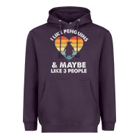 Plum i like penguins and 3 people vintage Heavyweight Hoodie - linhVisuals