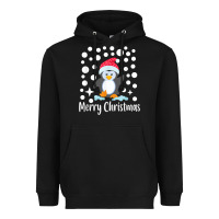 Black penguin merry christmas with snow Heavyweight Hoodie - linhVisuals