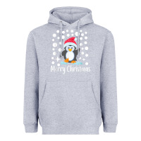 Heather Grey penguin merry christmas with snow Heavyweight Hoodie - linhVisuals