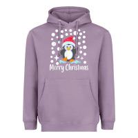 Lavender penguin merry christmas with snow Heavyweight Hoodie - linhVisuals