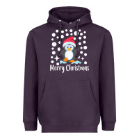 Plum penguin merry christmas with snow Heavyweight Hoodie - linhVisuals