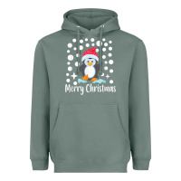Sage penguin merry christmas with snow Heavyweight Hoodie - linhVisuals