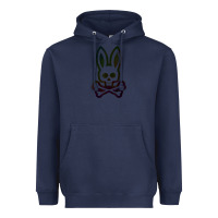 Navy psychedelic bunny easter day, qsycho bunnies, easter 2022 Heavyweight Hoodie - linhVisuals