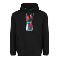Black Paint Brushes Heavyweight Hoodie - linhVisuals