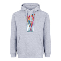 Heather Grey Paint Brushes Heavyweight Hoodie - linhVisuals