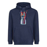 Navy Paint Brushes Heavyweight Hoodie - linhVisuals