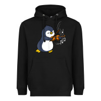 Black penguin playing violin animal Heavyweight Hoodie - linhVisuals