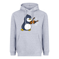 Heather Grey penguin playing violin animal Heavyweight Hoodie - linhVisuals