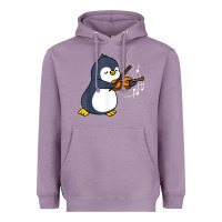 Lavender penguin playing violin animal Heavyweight Hoodie - linhVisuals