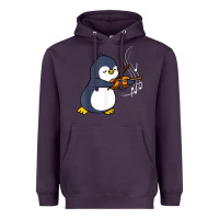 Plum penguin playing violin animal Heavyweight Hoodie - linhVisuals