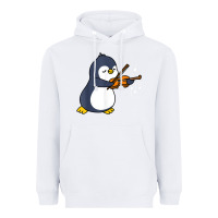 White penguin playing violin animal Heavyweight Hoodie - linhVisuals