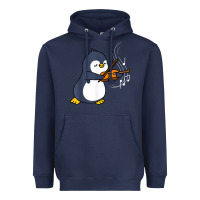 Navy penguin playing violin animal Heavyweight Hoodie - linhVisuals