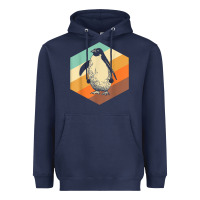 Navy penguin retro vintage style penguin Heavyweight Hoodie - linhVisuals