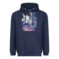 Navy spaceship earth mural Heavyweight Hoodie - linhVisuals