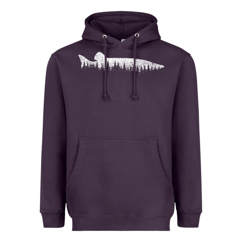 Musky Pine Forest Fishing Angler Heavyweight Hoodie by linhVisuals | Teevron