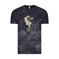 Cloud Black Cowhide Bull Skull Vintage Tee - Jasminsmagicworld