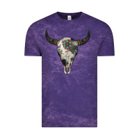 Cloud Purple Cowhide Bull Skull Vintage Tee - Jasminsmagicworld