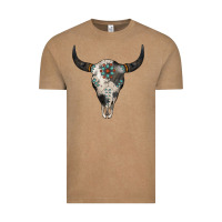 Vintage Coffee Cowhide Bull Skull Vintage Tee - Jasminsmagicworld