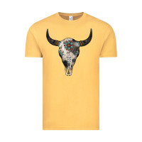 Vintage Mustard Cowhide Bull Skull Vintage Tee - Jasminsmagicworld