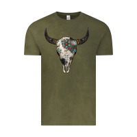 Vintage Olive Cowhide Bull Skull Vintage Tee - Jasminsmagicworld