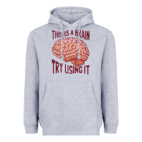 Heather Grey Brain Heavyweight Hoodie - linhVisuals