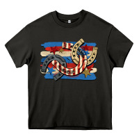 Asphalt 4th of july horseshoe Heavy Core Tee - CowGirlArtShop