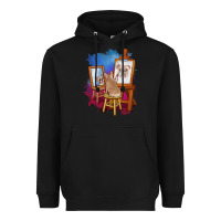 Black french bulldog painting bulldog artist art animals graphic long sleeve Heavyweight Hoodie - linhVisuals
