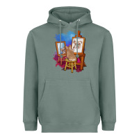 Sage french bulldog painting bulldog artist art animals graphic long sleeve Heavyweight Hoodie - linhVisuals