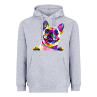 Heather Grey frenchie french bulldog pop art portrait bouledogue t shirt Heavyweight Hoodie - linhVisuals