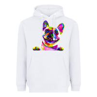 White frenchie french bulldog pop art portrait bouledogue t shirt Heavyweight Hoodie - linhVisuals
