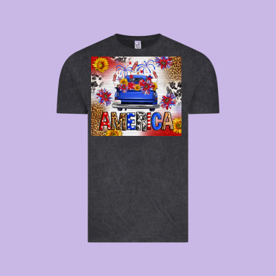 Fourth Of July America Truck Vintage Tee Designed By Fadigitalartstudio