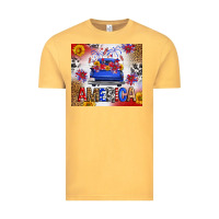 Vintage Mustard Fourth Of July America Truck Vintage Tee - FaDigitalArtStudio