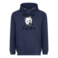 Navy westie mom dog mama west highland terrier dog Heavyweight Hoodie - linhVisuals