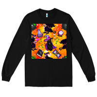 Black halloween cat and witch seamless pattern Long Sleeve Tee - BundleAndBundleShop