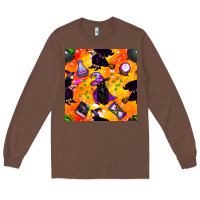 Chestnut halloween cat and witch seamless pattern Long Sleeve Tee - BundleAndBundleShop