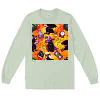 Matcha halloween cat and witch seamless pattern Long Sleeve Tee - BundleAndBundleShop