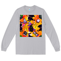 Moon Dust halloween cat and witch seamless pattern Long Sleeve Tee - BundleAndBundleShop
